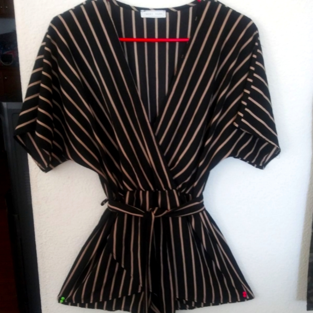 Emory park black striped romper